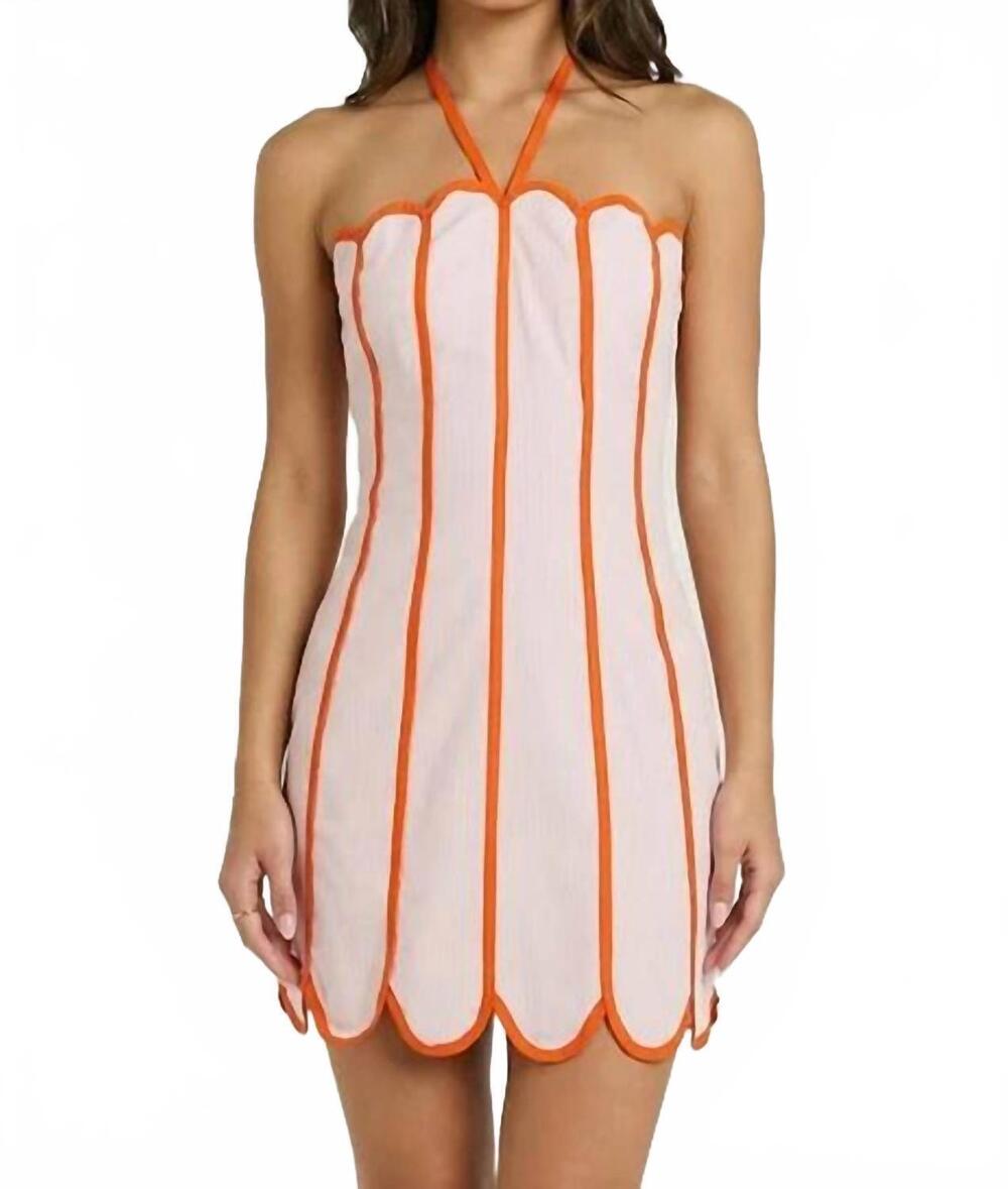 NEW MABLE clementine scallop dress in orange and white